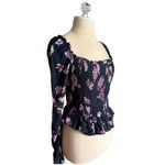 Wild Fable FLIRTY Floral Cropped Smocked Long Sleeve Square Neck Boho Top Medium Photo 3