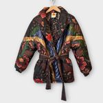 Farm Rio Black Wild Bananas Metallic Reversible Puffer Jacket Size Small Photo 2