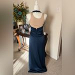 BCBG Max Azria Navy Satin Halter Evening Gown Size 6 Maxi Dress BodiceFormal Photo 5