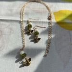 Bee Jewelry Set, Mother of Pearl & Forest Army Olive Moss Green Jade, Fun Photo 8