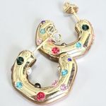 GoldĀ Plated Huggie Hoop Earrings Cubic Zirconia New Photo 0