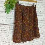 Vintage Red Teal Paisley Paneled Beaded Fringe Mini Skirt Blue Size 2 Photo 2