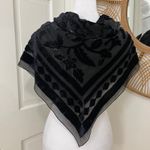 Ellen Tracy Silk Blend Black Velvet Burnout Sheer Scarf Shawl Shimmer Whimsigoth Evening Photo 1