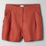 Wilfred Aritzia Fable High-Rise Pleated Linen Mini Shorts Moroccan Spice Size 2 Photo 4