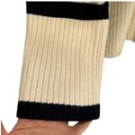 ZARA Womens Medium Striped Turtleneck Sweater Cream Navy Long Sleeve Chunky Knit Photo 9