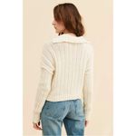 Free People  Size XL Traveler Cable Knit Pullover V Neck Sweater Creme Neutral Photo 8