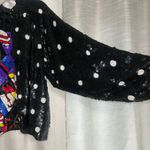 Vintage 100% Silk Sequin Polka Dot and Abstract Bomber Jacket Black Size L Photo 2