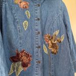 Floral Embroidered Denim Jacket Blue Photo 6