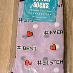 Best Sister Ever Purple and pink cotton socks with cute pixel heart designs Photo 0