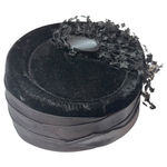 Black Velvet Pillbox Hat with Lace Trim and Button Detail Women's Accessory Photo 0