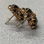 Elegant Gold Tone Black Flower Cluster Stud Earrings Pierced Ears Goth Witchy Photo 6