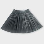 ZARA Pleated Mini Skirt Women's XS Black Vegan Leather Button Accent Photo 3