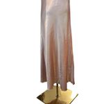 Slip Dress Long High Slit Drapery Neck Beige Ankle SZ SM Y2K Romantic Boho Chic Photo 4