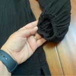 Old Navy Blouse Womens Small Black Flowy Half Button Long Sleeve Shirt Knit Top Photo 6