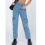 LIONESS  High Rise Denim Cargo Jeans Sz‎ XL Photo 1