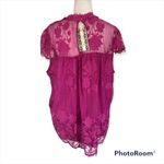 Ultra Pink  Purple Crochet Lace Overlay Cap Sleeve Top Size‎ Small NWT Photo 3