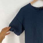 Massimo Dutti  Mini Shift Dress Womens Small Blue Puff Sleeve Back Tie & Zip Photo 4