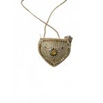 Bejeweled Gold Tone Metal Mini Purse with Floral Design Photo 1