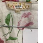 byTiMo Women's Size Large Tulip Print Wrap Maxi Dress White Pink Orange Viscose Photo 5