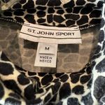 St. John Sport Animal Print mock neck knit top size medium Black Photo 2