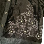 White Stag White‎ Stag Black Velvet Embroidered Button Down Top Size M 8/10 Whimsigoth NEW Photo 2