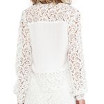 Alexis Dunn V-Neck Crochet Sleeve Top Blouse White Lace Elegant Minimalist Chic Photo 2