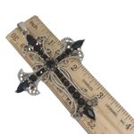 CROSS Silvertone Black Rhinestone Filigree Large Pendant Photo 4