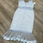 Light blue lace mesh ruffles bodycon dress Size M Photo 5