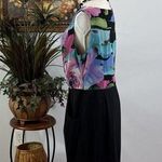 Connected Apparel  Sheath Dress Women's 14 Black Floral Top Sleeveless Back Zip Photo 3