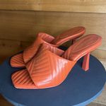 Antonio Melani  Maxie Leather Square Toe Heel Coral Orange SlipOn 7.5 Shoe Sandal Photo 3