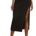 Open Edit Nordstrom Black Ribbed Midi Skirt size
XL Side Slit Photo 0