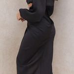 House Of CB CONSTANCE Black SILKY SATIN DRAPED SKIRT Photo 4