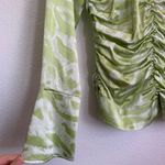 Ganni NWT  Zebra Stripe Ruched Silk Blouse in Margarita Photo 5