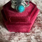 Gorgeous Stainless Steel Silver Faux Turquoise Ring Size 6 Photo 0