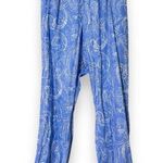 Jessica London  plus size women’s 20w blue paisley linen pants elastic waistband Photo 0