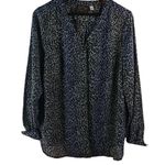 Bob Mackie  L Blue Leopard Blouse Top Photo 0