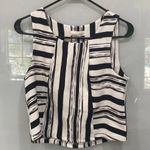Sugar Lips  Women's Sleeveless Black and White Striped Pleated Crop Top Sz XS Photo 0