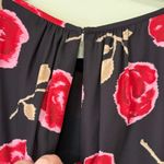 Kate Spade New York Rose Print Flutter Sleeve Blouse Top Black Pink XS Photo 7