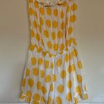 Luli Fama Itsy Bitsy Strapless Polka Dot Ruffle Romper Small S Yellow Photo 5