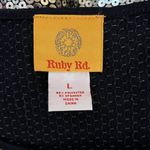 Ruby Rd  Shirt Women Large Black Silver Leopard Allover Sequin Top Party Cocktail Photo 5