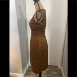 Lela Rose Pleated Metallic Bronze Brown Dress Size 4 Photo 4