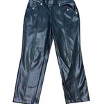 Marc New York Andrew Marc Faux Leather Pants Gold Button Detail Womens L Black Size L Photo 0