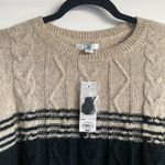 Croft & Barrow Women’s Acrylic Black Beige Cable Knit Striped Sweater XL NWT Photo 5