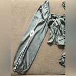 Mixed Threads Tie Front Square Neck Hunter Green Peasant Crop Blouse Size M Photo 12