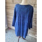 Catherines 4X Blue Print Knit Dress Plus Size 30/32W Long Sleeve Casual Photo 1