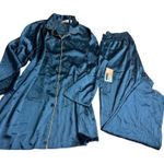 Soft Sensations 2X Pajama Set Womens Blue Gold Trim Sleepwear Loungewear Size XXL Photo 0