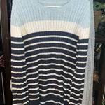 Croft & Barrow Navy/White  Striped Crewneck Sweater Photo 0