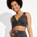 Wild Fable Cropped Denim Vest - Black Wash Women's L Photo 0