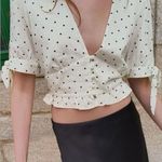 ZARA NWOT  Linen Blend Polka Dot Crop Top - Medium Photo 2