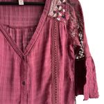 Knox Rose Size XS Boho Shirt Floral Lace Bell Sleeve Blouse Photo 4